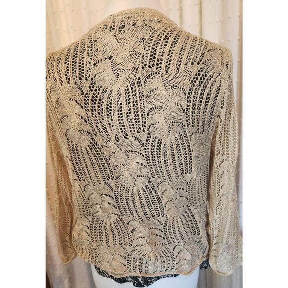 Vandana sparkly gold crocheted dressy button up - Picture 4 of 12